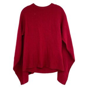 Sandro Red 100% Merino Wool Poncho Sweater | One Size Fits Most